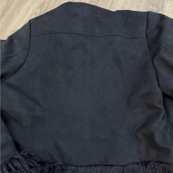 NWT Size 18 M Black City Chic Indie Jacket Fake Fur Outline & Sleeves - Picture 15 of 16